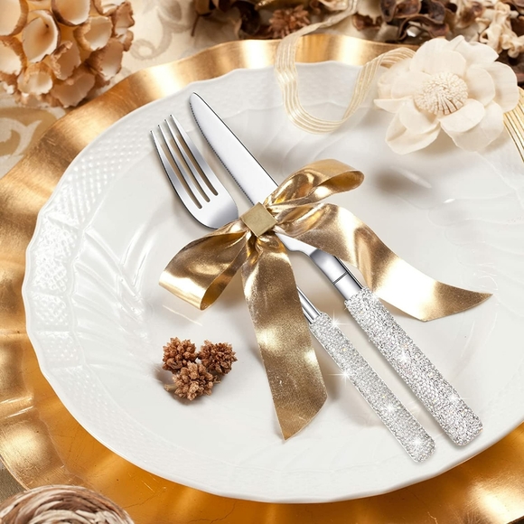 Sparkling Bling Things Other - NEW Sparkling Bling Crystal Rhinestone Silverware Place Setting Dinner F…